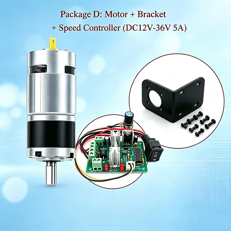 775 DC Geared Motor 12V-24V 8-1600RPM 42mm Planetary High Torque Brushed