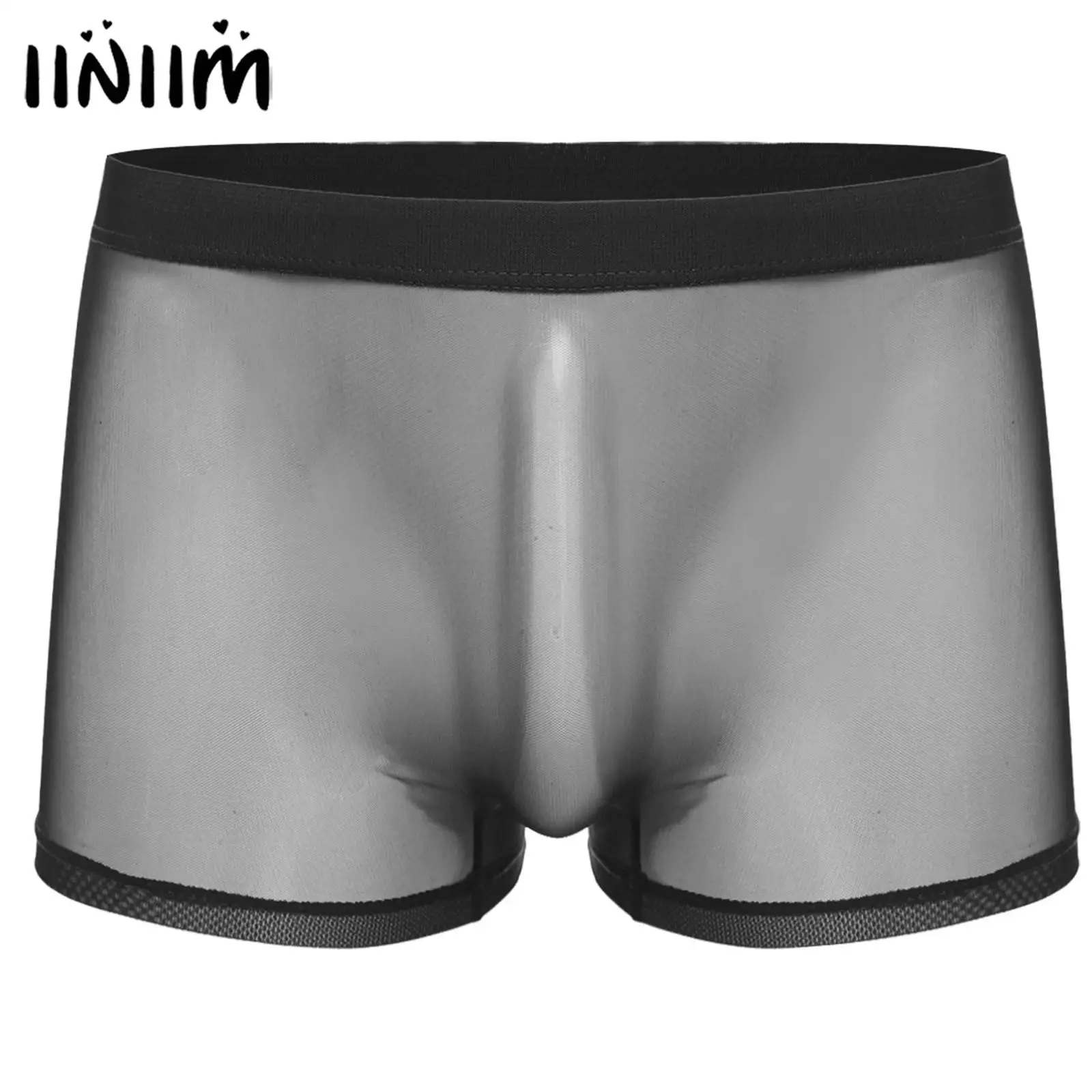 

Mens Lingerie See-Through Transparent Panties Low Rise Underpants Swim Trunks Sexy Bikini T-back Boxer Briefs Cover Up Underwear
