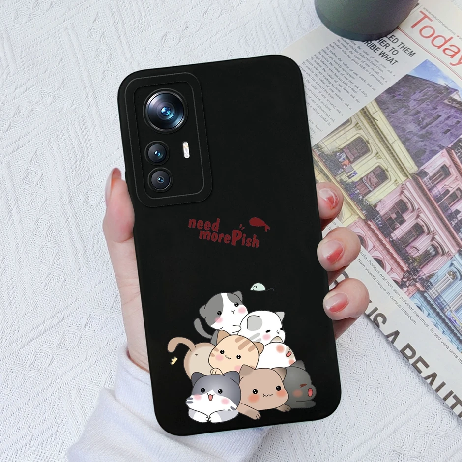 Case For Xiaomi 12 12X 12S Shockproof Liquid Silicone Back Cover For Xiaomi12 12 X 12 S Cute Dinosaur Cartoon New Design Shell