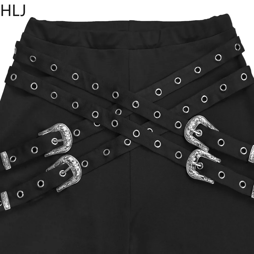 HLJ Sexy 2 Pieces Set for Woman Outfits Spaghetti Strap Sleeveless Backless Crop Top and Pants Suits Female Streetwear Clothing