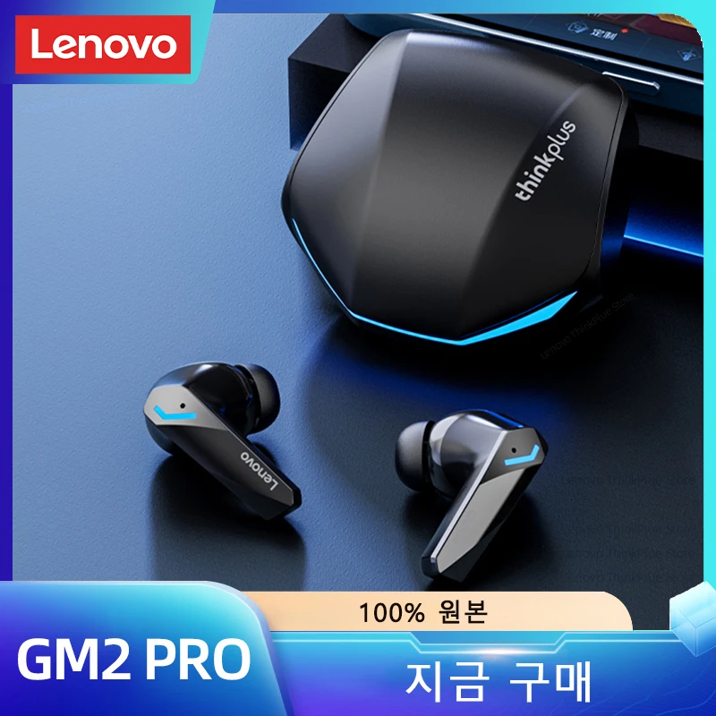 레노버 오리지널 GM2 프로 5.3 이어폰, 블루투스 무선 이어버드, 저지연 헤드폰, HD 통화 듀얼 모드 게이밍 헤드셋, 마이크 포함