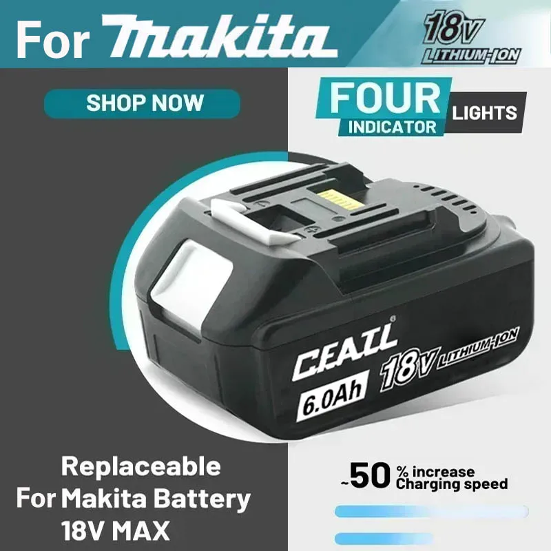 

Original 18V 6.0Ah Battery FOR Makita BL1830BL1830B BL1840 BL1840B BL1850 BL1850B DDF487 Lithium Ion Power Tools Backup Battery