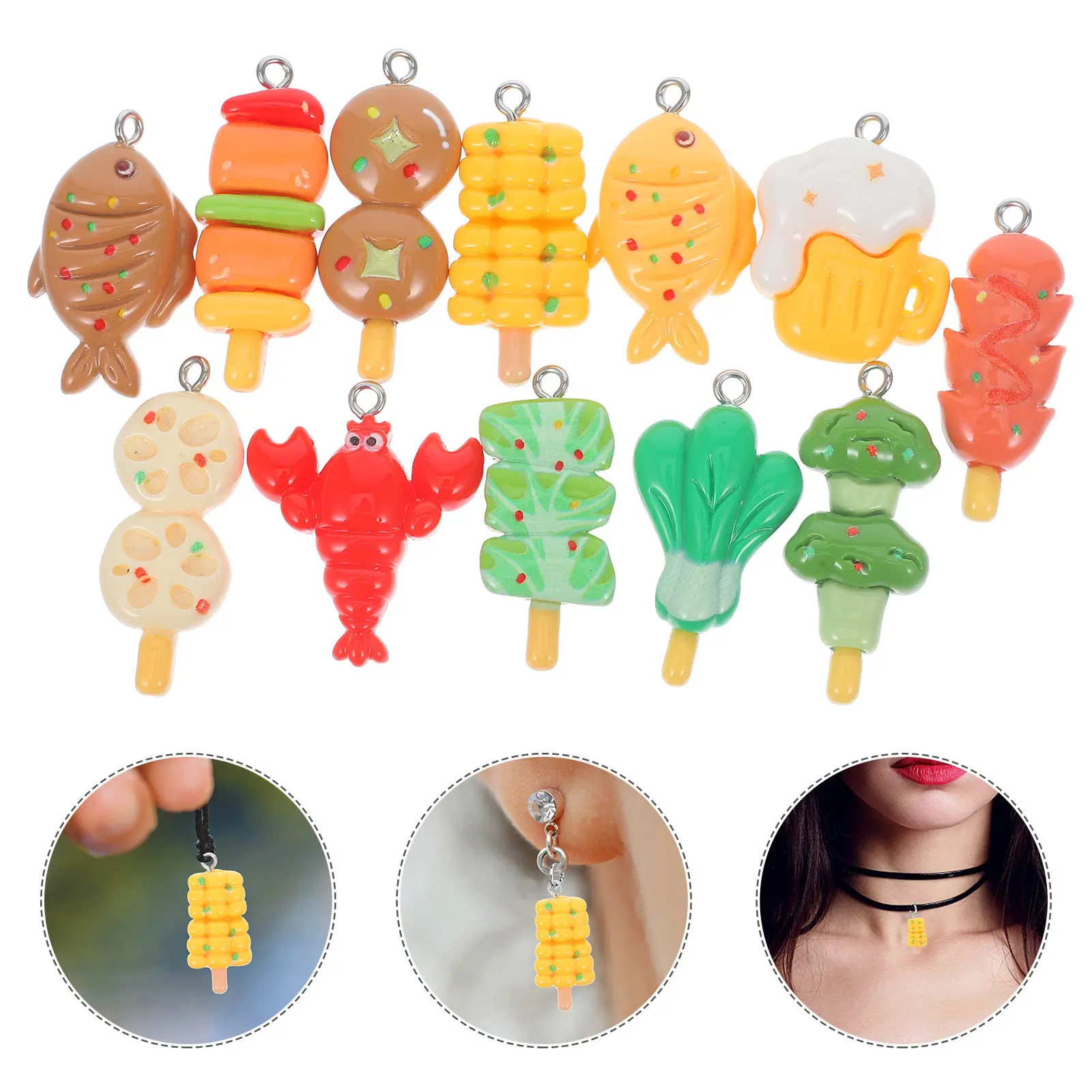 

24Pcs Resin Food Pendants DIY Charms for Jewelry Making Bracelets Necklaces Keychains Food Charms Pendants for Jewelry Making