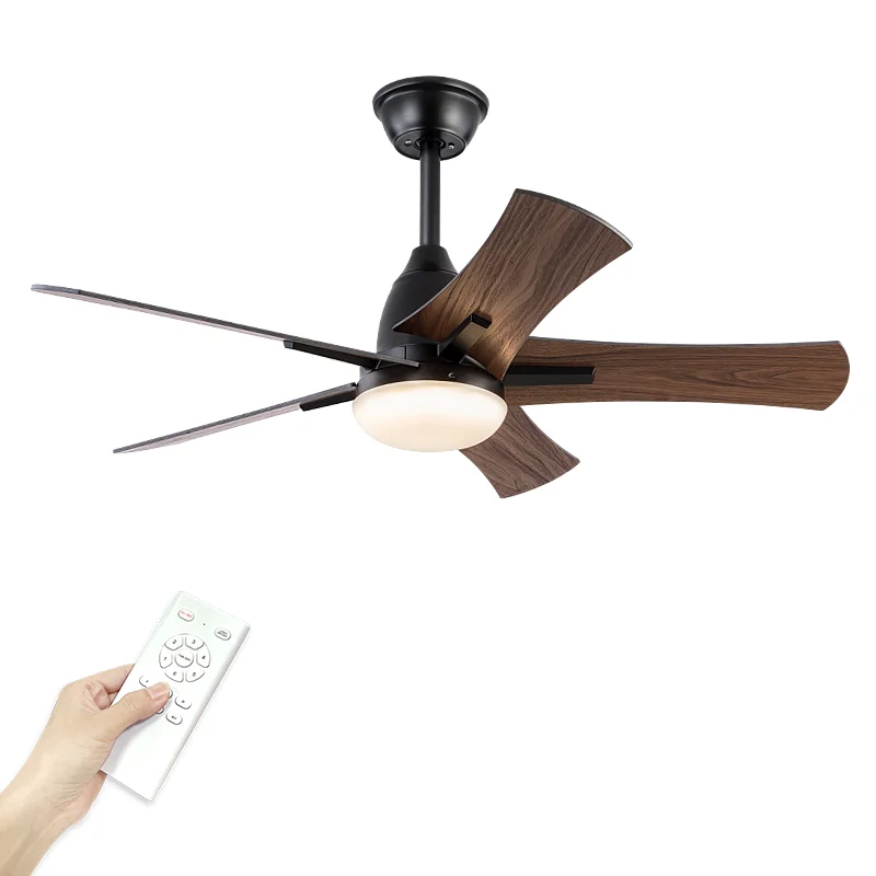 

42 Inch Ceiling Fan with Light Modern Home Decor Fan with Remote Control 5 Solid Wooden Blades 6 Speed Indoor Ceiling Fan