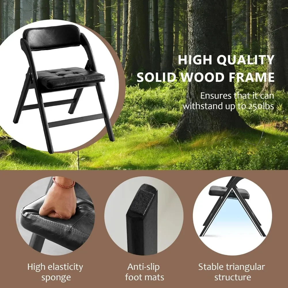 Modern Folding Chairs with Padded Seats, Folding Dining Chairs, Padded Folding Chair for Party Chairs, Weddings, Outdoor Picnics