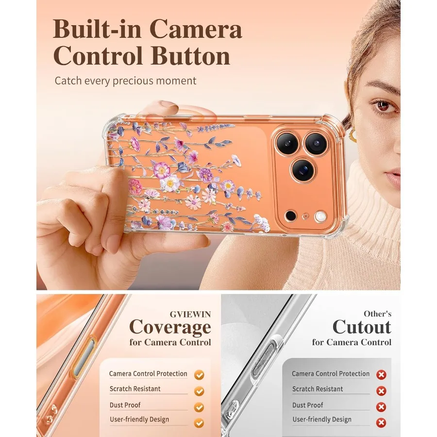 حافظة هاتف شفافة رفيعة مقاومة للصدمات مع واقي شاشة مدمج لهاتف iPhone 17 Pro 6.3 حماية كاملة للكاميرا