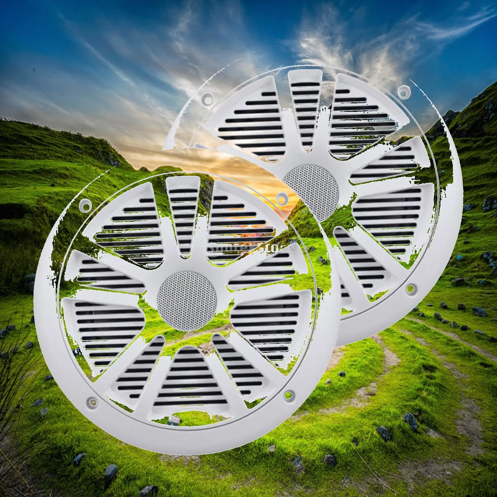 2x Marine Speakers Accessory Durability High Performance, Spare Parts, Easy to Install Premium Weather Resistant Boat Speaker