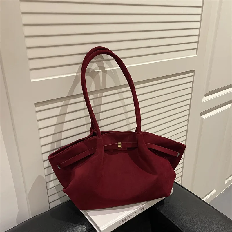 Vintage Wildleder-Schultertasche für Damen, minimalistische Tragetasche mit großem Fassungsvermögen, Retro-Schulterhandtasche für den täglichen Gebrauch und Reisen. – Detail 22