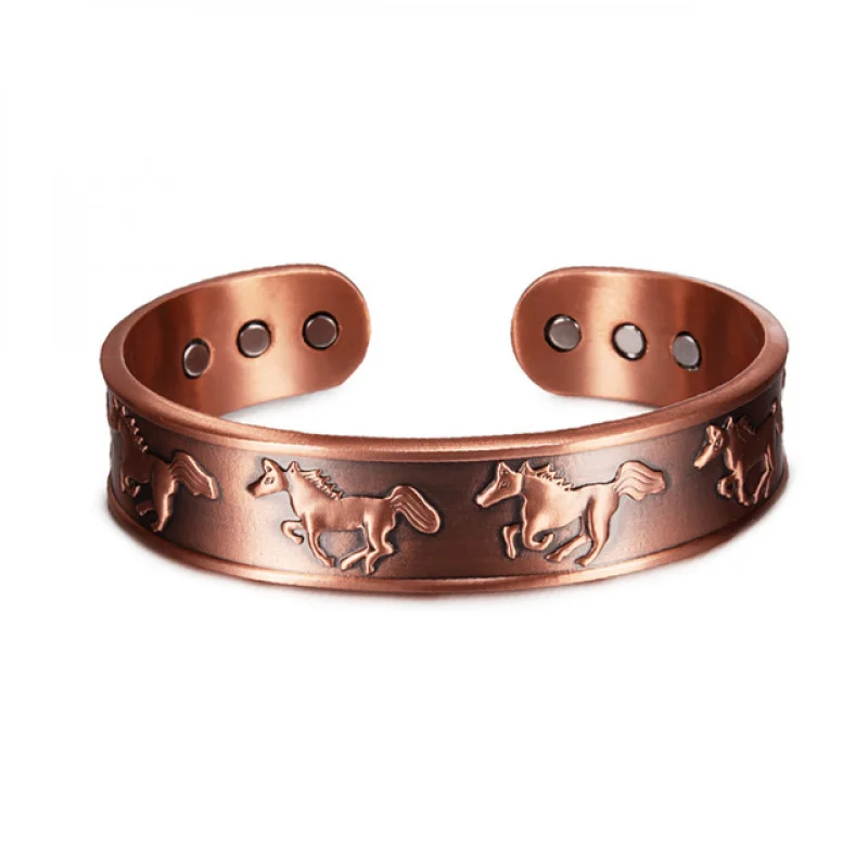 Cross-Border E-Commerce Amazon Aliexpress Pure Red Copper Magnetic Horse Men's Copper Bracelet