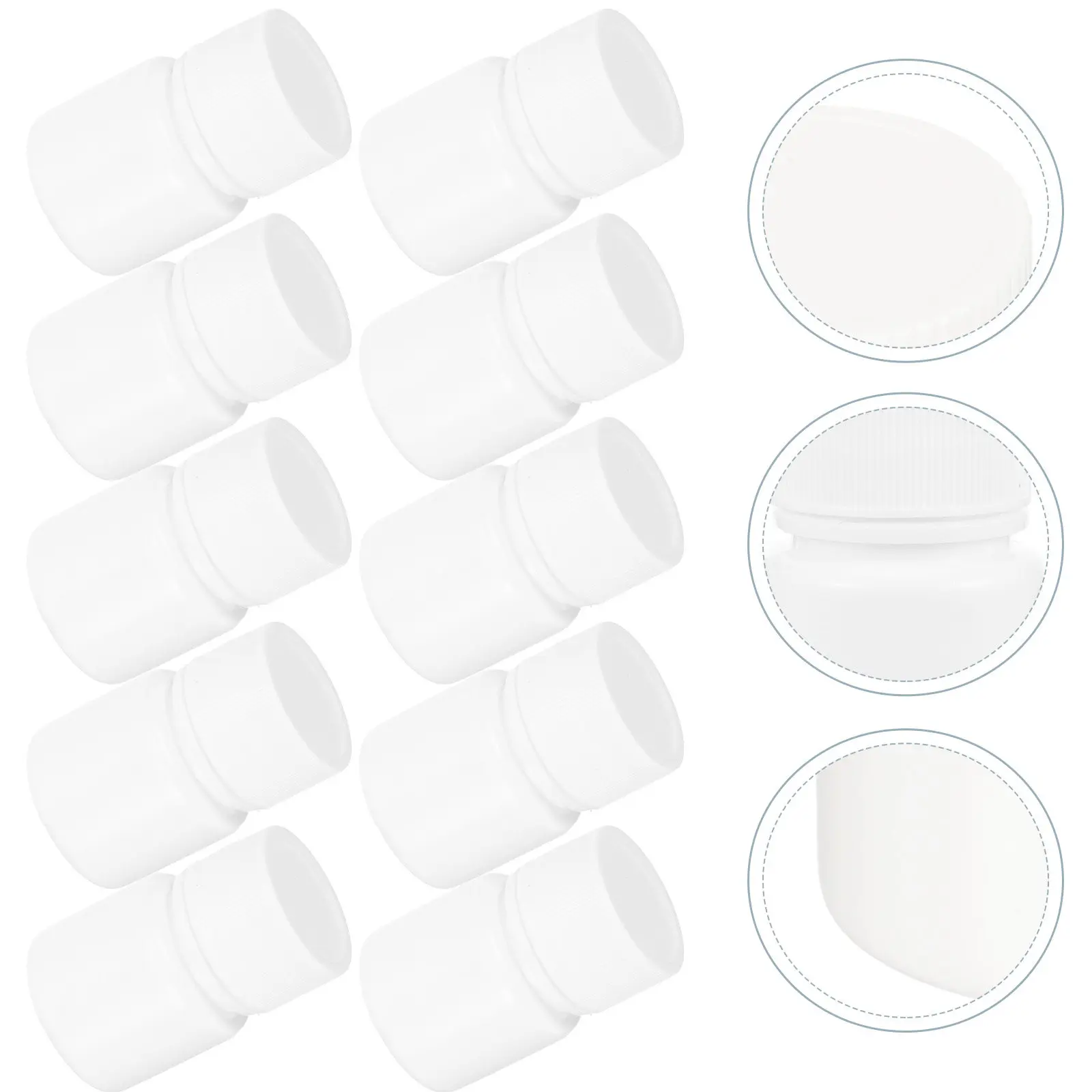30Pcs Round Plastic Pill Bottles Empty Tablet Containers Secure Sealing Vitamin Supplement Fish Oil Storage Holder Portable