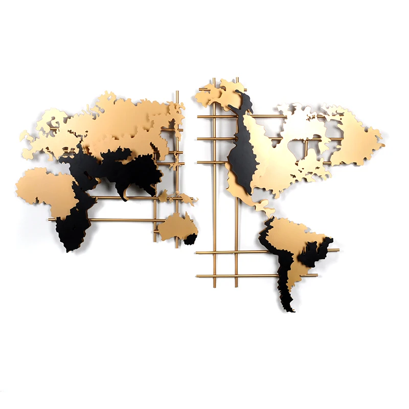 

Industrial style gold wrought iron world map wall pendant bar dining room wall decoration wall decorations