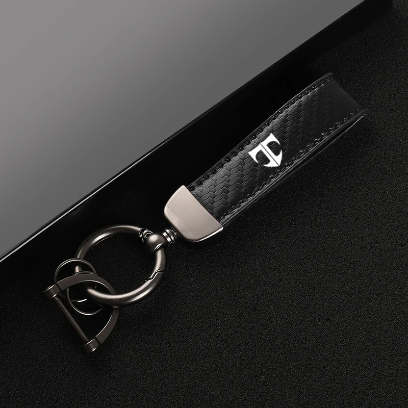 Leather Carbon Fiber Car Rings Keychain Zinc Alloy Keyrings For Hyundai Tiburon Coupe T Logo car Accessories