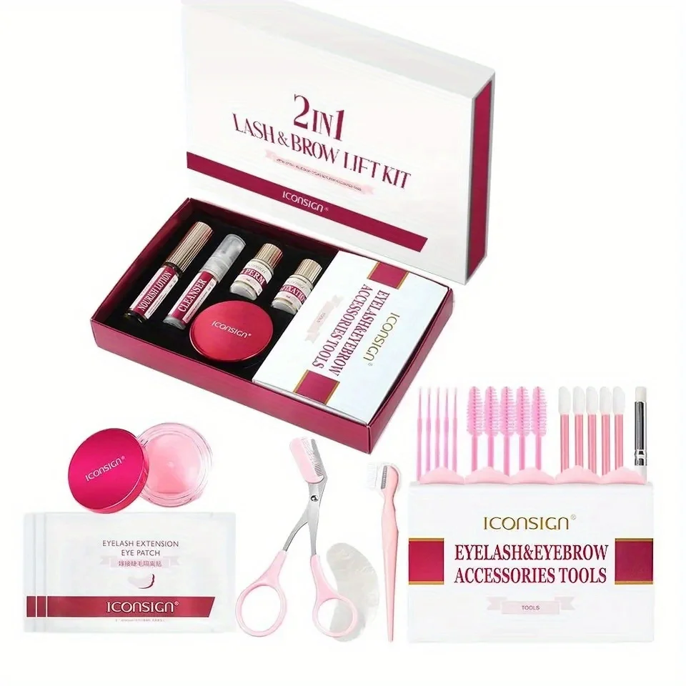 Kit di sollevamento e permanente per ciglia per sopracciglia 2 in 1-cheratina Styling ciglia arricciate Set di strumenti per il trucco ascensori, allungano e volumizzano le ciglia