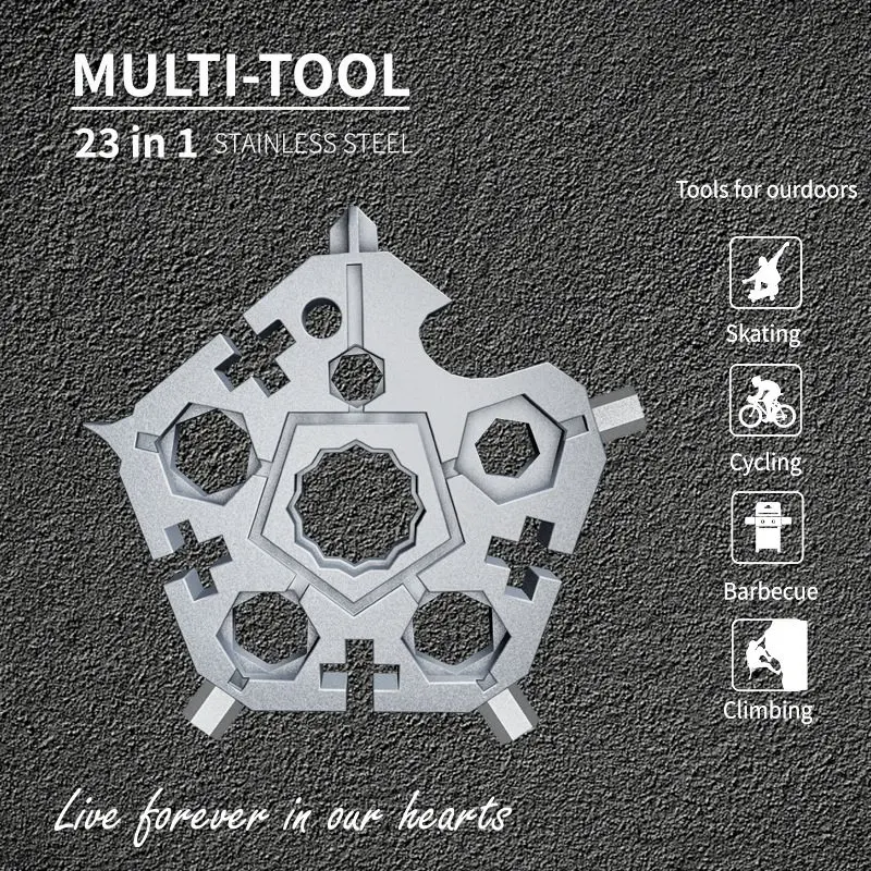 LUDA 23 In 1 Multifunctional Combination Tool Five-Pointed Snowflake Wrench Mini Edc Portable Household Key Pendant