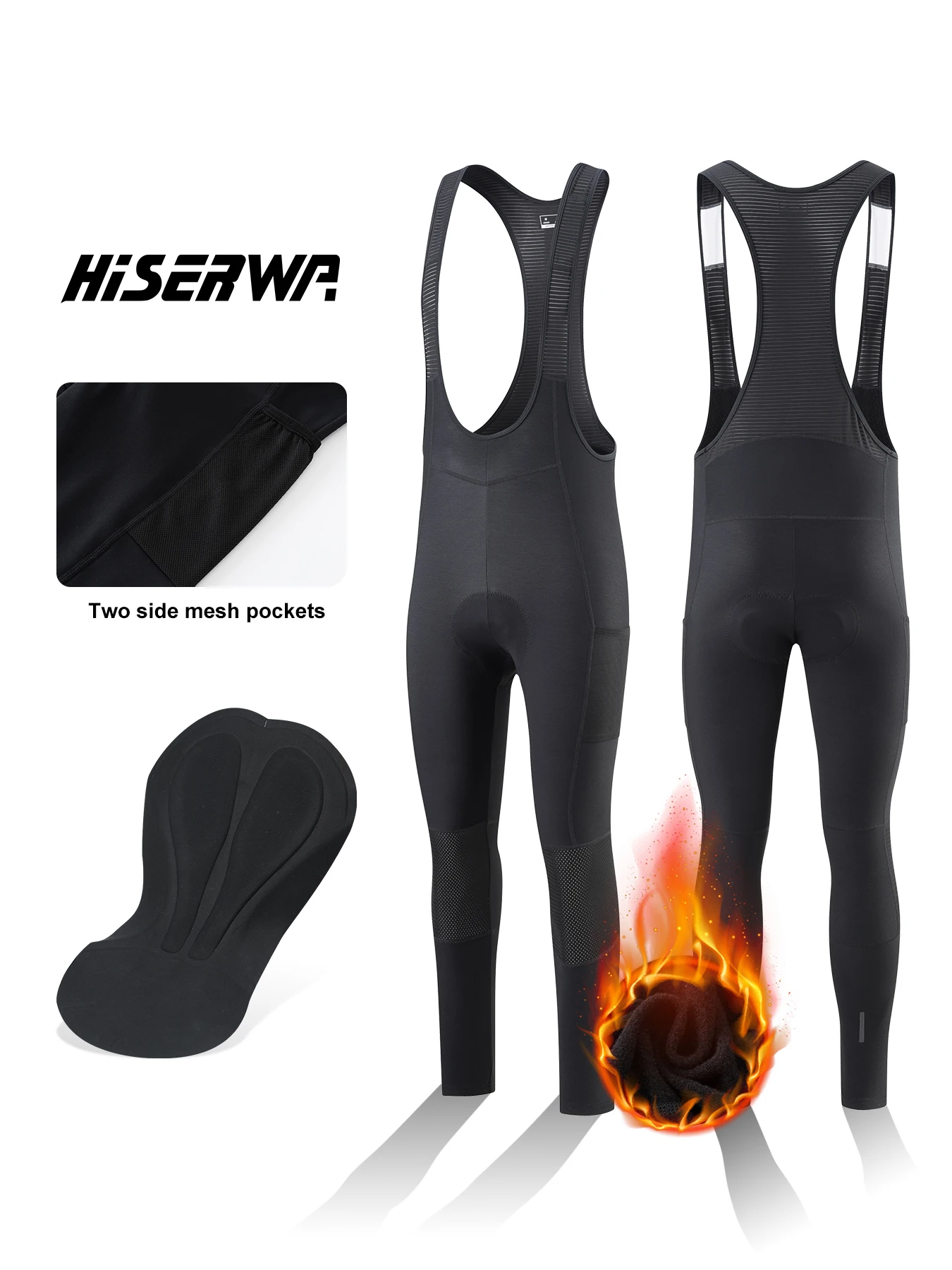 AliExpress HISERWA Winter Cycling Bib Pants Keep Warm Bicycle Tights Breathable 6 Hours Cycling Pants Thermal Fleece Bike Trousers 5-15°C