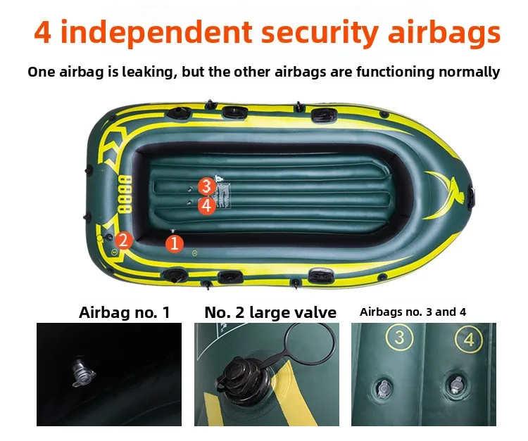Outdoor Kayak Inflatable Boat Thickened Rubber Boat Inflatable New Fishing Water Portable Army Green