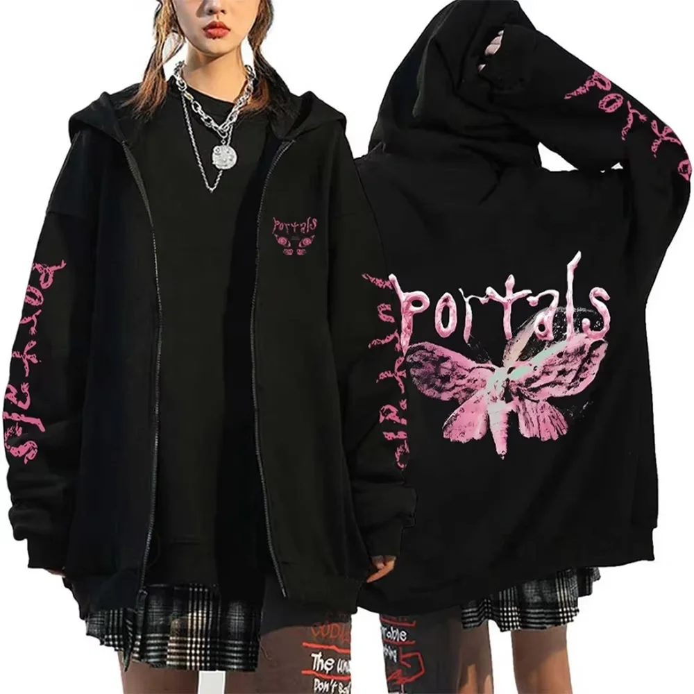 Melanie Martinez Tour Zip-Up Hoodies, lässige Kapuzenpullover für Männer und Frauen, Hip-Hop-Streetwear, Y2K Gothic Zip Oversized Tops – Detail 3