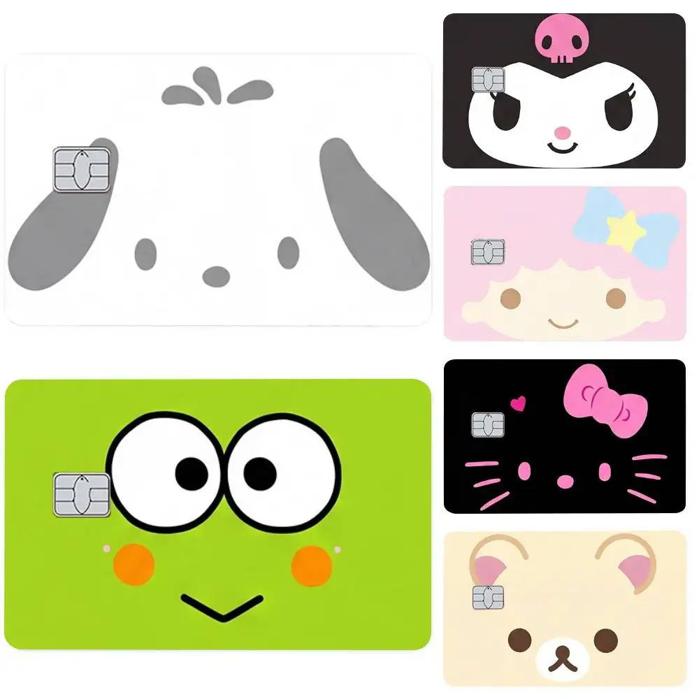 Niedliche Kätzchen Matte Kawaii Anime 4-teilige PVC-Kreditkarten-Schutzaufkleber Abnehmbare Selbstklebende Bankkarten-Abdeckung Dekorative Aufkleber
