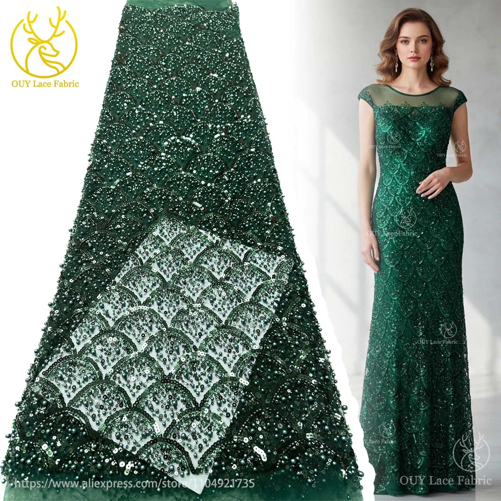 Burgunderroter afrikanischer Perlenstickerei-Mesh-Spitzenstoff, eleganter nigerianischer französischer Pailletten-Tüll-Spitzenstoff für Frauen, Partykleider – Detail 3