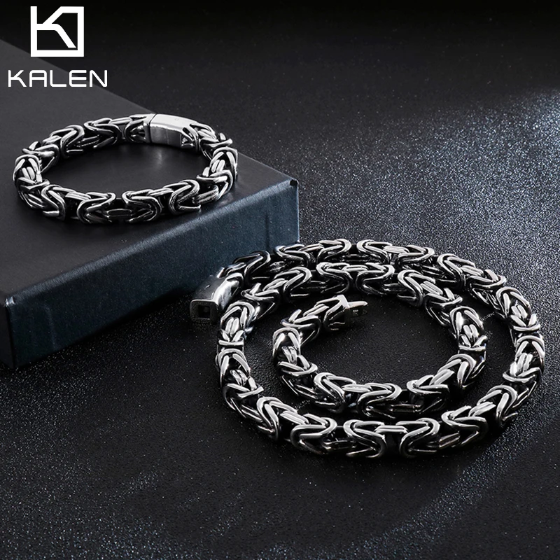 10mm Shiny Byzantine Heterotype Chain Bracelet & Necklace - Stainless Steel 316L - KS113193-BD