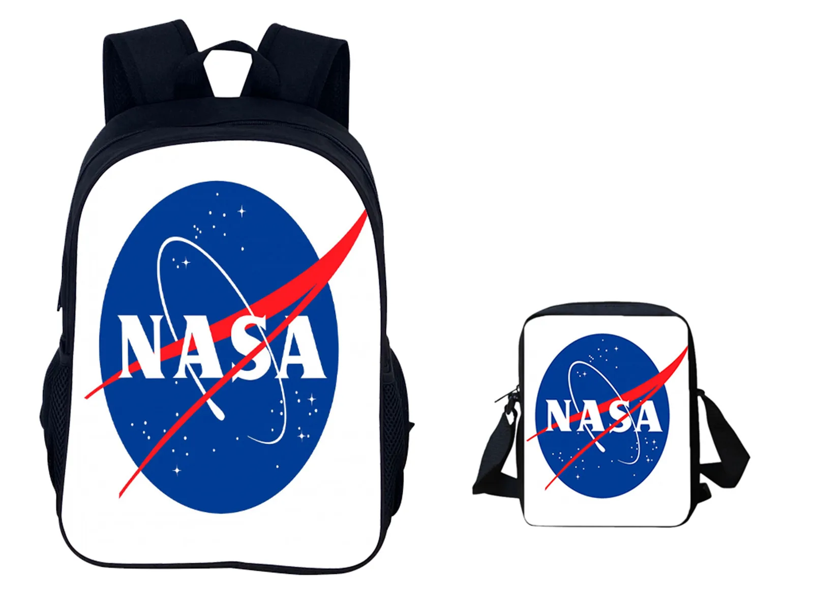 

Kids NASA School Backpack with Shoulder Bag Student Waterproof Canvas Bookbag 2pcs Set Casual Lightweight Daypack for Travel