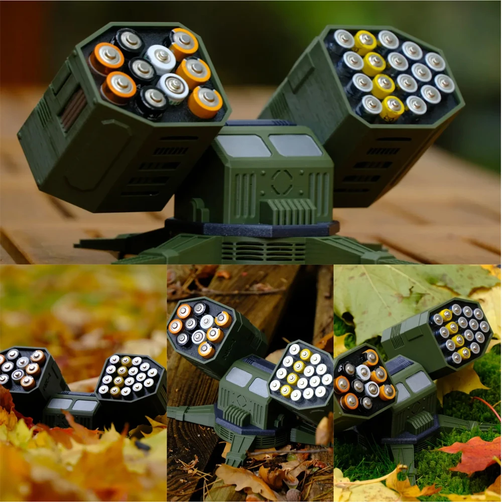 Rotatable Anti-Aircraft Missile Shape Multi Slots AA+AAA Batteries Container Case Battery Storage Box