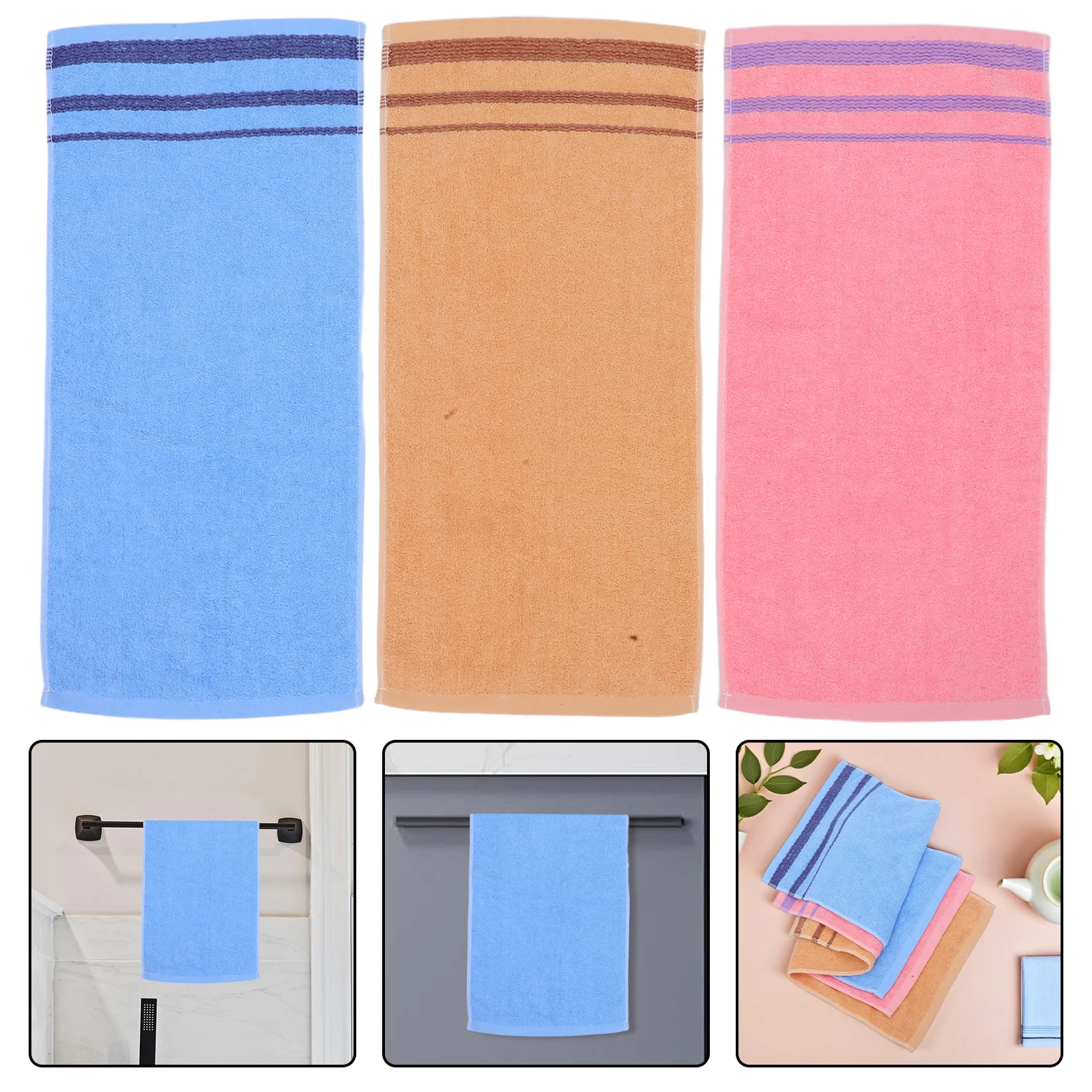 

3Pcs Cotton Jacquard Towels Soft Absorbent Quick Dry Face Hand Towels Bathroom Kitchen Gym Small Soft Washcloths