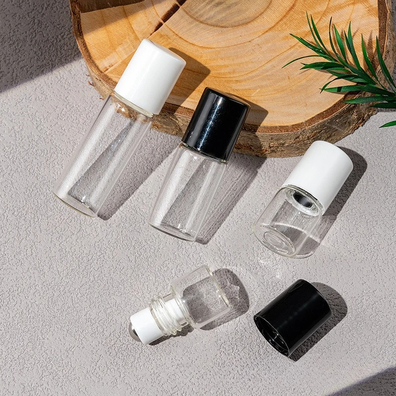 50 Stück 1/2/3/5ml Leere Glas-Rollflaschen mit Holzmaserung und Plastikkappe für Ätherische Öle, Nachfüllbare Parfümflasche mit Rollkugel – Detail 5