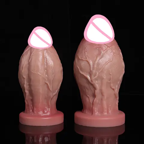 Realistic Thick Dildo & Silicone Anal Sex Toy for Gaping and Stretching, Extra Girthy Prostate Massager for Men Women Couples