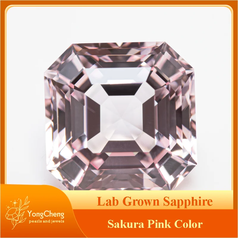 

Lab Grown Sapphire Square Asscher Cut Sakura Pink Color VVS1 Charms DIY for Jewelry Making Materials Selectable AGL Certificate