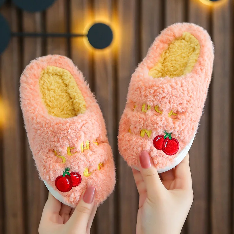 Children Home Shoes Cashmere Cotton Slippers Kids Warm Shoes Boys Girls Slippers Indoor Home Velvet Winter Baby Kids Shoes