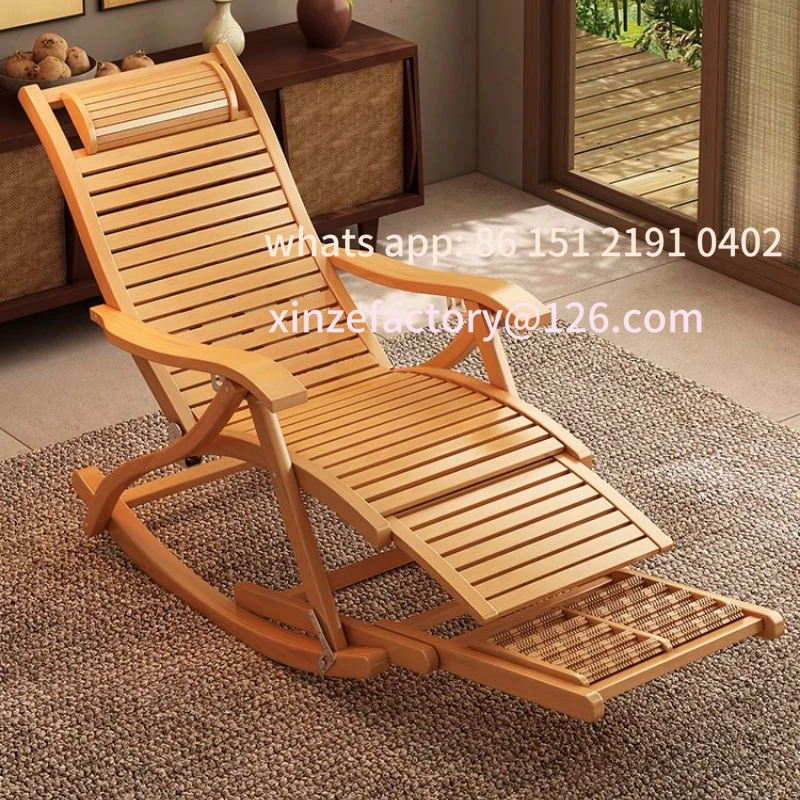 

Customizable Zero Assembly, rozkładany fotel 8-stopniowy z pufą, składane bambusowe siedzisko - oddychający ergon