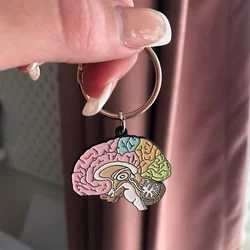 Rongwo Medical Brain Enamel Keychain Neurology Anatomy Psychology Quality Pendant Key Chain Jewelry for Doctor Nurse