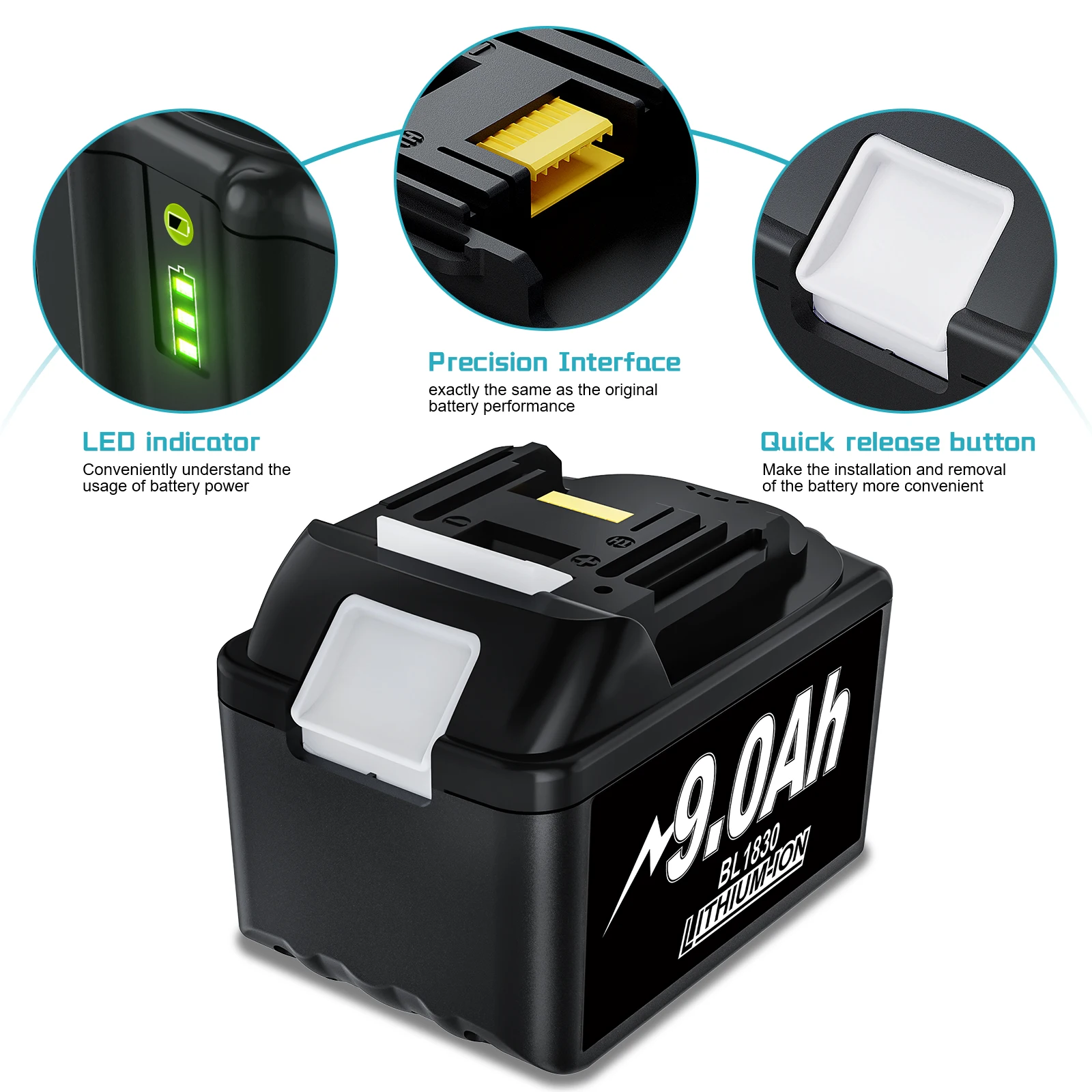 Литий-ионный аккумулятор Bonacell BL1830 18 В 9000 мАч для Makita 18 В BL1840 BL1850 BL1830 BL1860B BL1890 BL1830B LXT 400, аккумулятор для инструментов