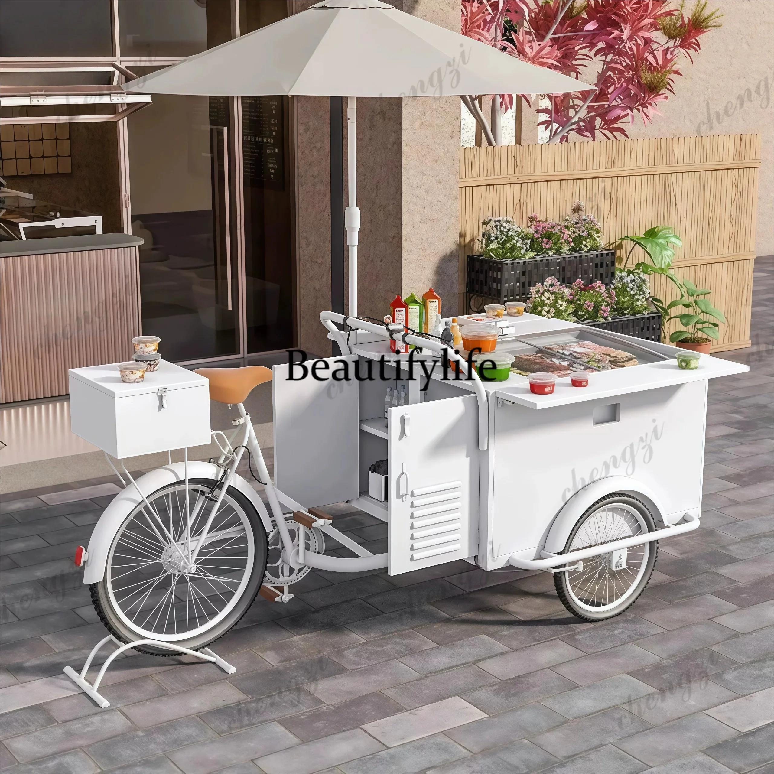 Outdoor food truck shopping mall activities display float can ride stall three-wheeled dining carA178