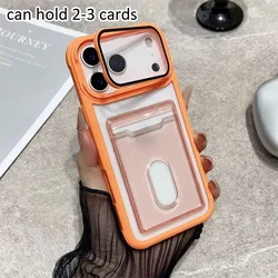 HOCE Invisible Lens Bracket Card Slot Phone Case For iPhone 17 Air 16 15 14 13 12 Pro Max Clear Acrylic Wallet Card Holder Cover