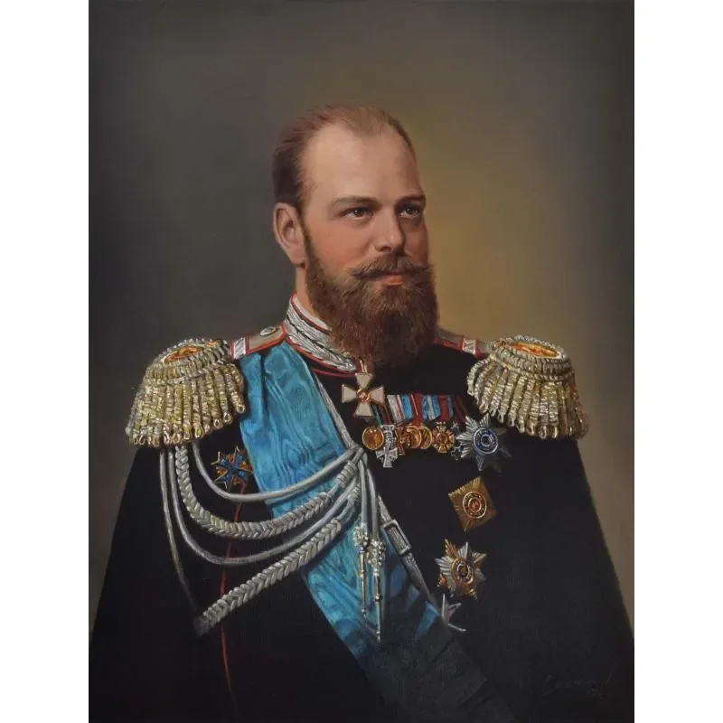 

2 шт., династия России, Романов, русский император, Александр III, домашний бар, клоб, настенное украшение, художественная краска, картина на холсте, 24 дюйма