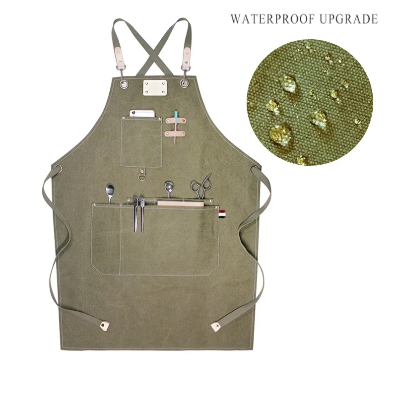 

Холст Ретро Фартук Бариста Флорист Стилист Парикмахер Шеф Маслостойкий Водонепроницаемый Комбинезон с несколькими карманами Фартук для инструментов Модная униформа