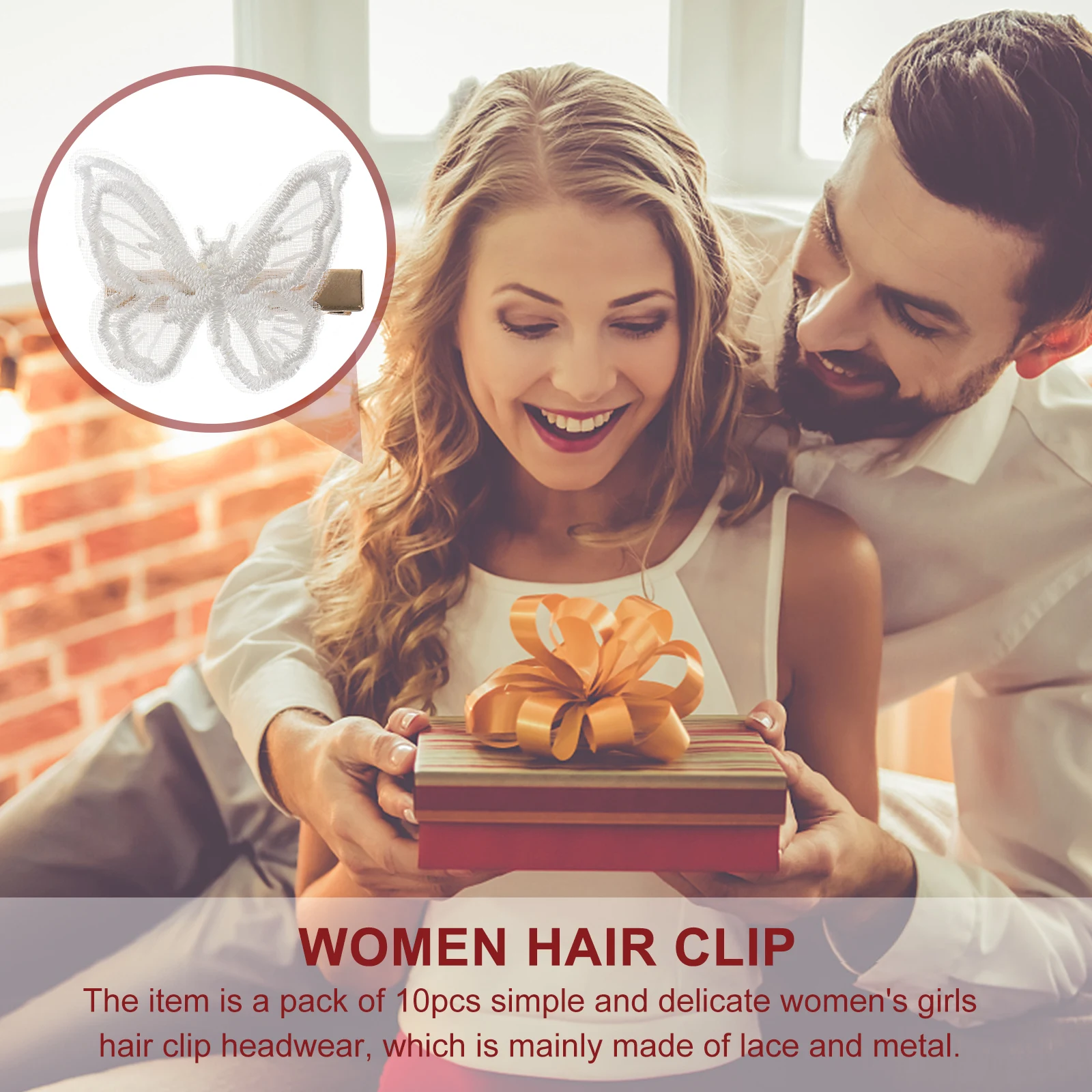 

10 шт., заколка для волос в форме бабочки, белая кружевная металлическая женская заколка для волос, элегантная, нежная, простая в использовании, декоративная заколка-когти