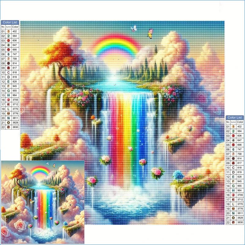 

Diamond Painting 2025 Beautiful Rainbow Waterfall And Mountain In The Sky Embroidery Diamond Art And Craft Jewelry Cross Stitch