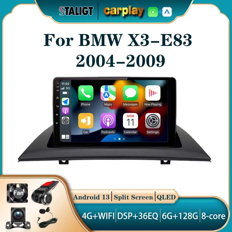 

For BMW X3-E83 2004-2009 Multimedia Automotive Carplay Android Auto Carplay Wireless 8 Core FM AM Car Radio Autoradio Player GPS