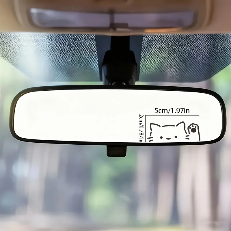2pcs Cartoon Peeking Cat Car Mirror Sticker Styling Decal For Auto Rear Windshield Quarter Window, Fit Motorcycle Notebook Decor view 2