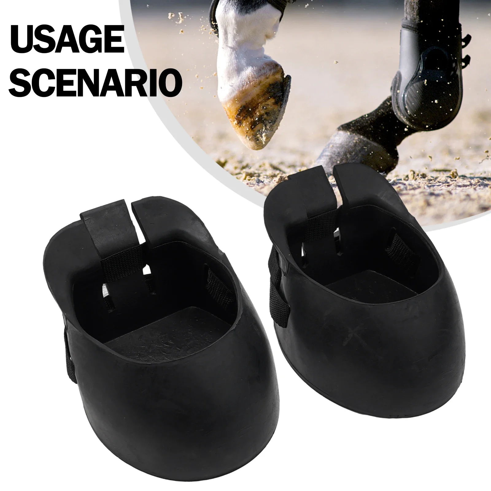 Pair of 2 Rubber Horse Boots Non Slip Protection Shoes Guards Provide Support and Isolation for Injured Hooves