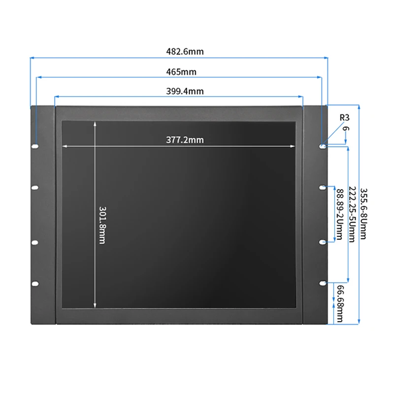 19 Inch 8U Cabinet Monitor 1280*1024 Open Frame/ Wall Mount Display with HDMI VGA AV For Industrial