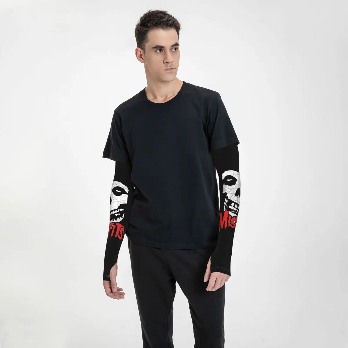 غير أسوياء الجمجمة في الهواء الطلق أكمام أذرع تبريد الشمس الأشعة فوق البنفسجية غطاء الصيف الحرير الجليد ركوب الدراجات أكمام الوشم