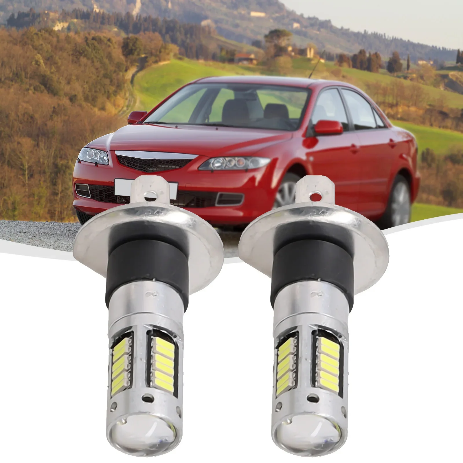 

LED Fog Light Lamp Trim White Xenon 2x 6000K DC 12V To 24V Fog Driving Lights H1 Headlight Kit High Beam Bulbs