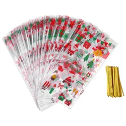 100 PCS Christmas Cookie Bag Holiday Packaging Treat Bags Clear Gift Snow Cello Snowflake Cellophane Glass