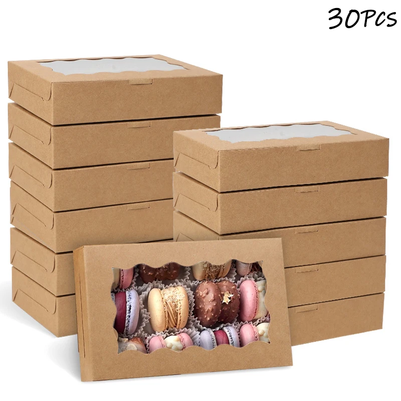 

30Pcs Cake Bakery Boxes With Window For Chocolates Candy Dessert Cupcake Packing Birthday Party Wedding Supplies Christmas Gifts