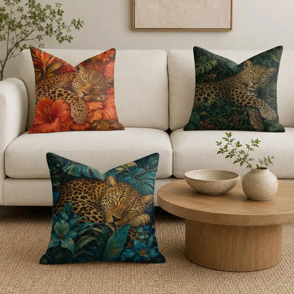 Linen Cushion Cover Organic Linen Throw Pillow Cover - Double-Sided Print Breathable Cushion Case Home Decor