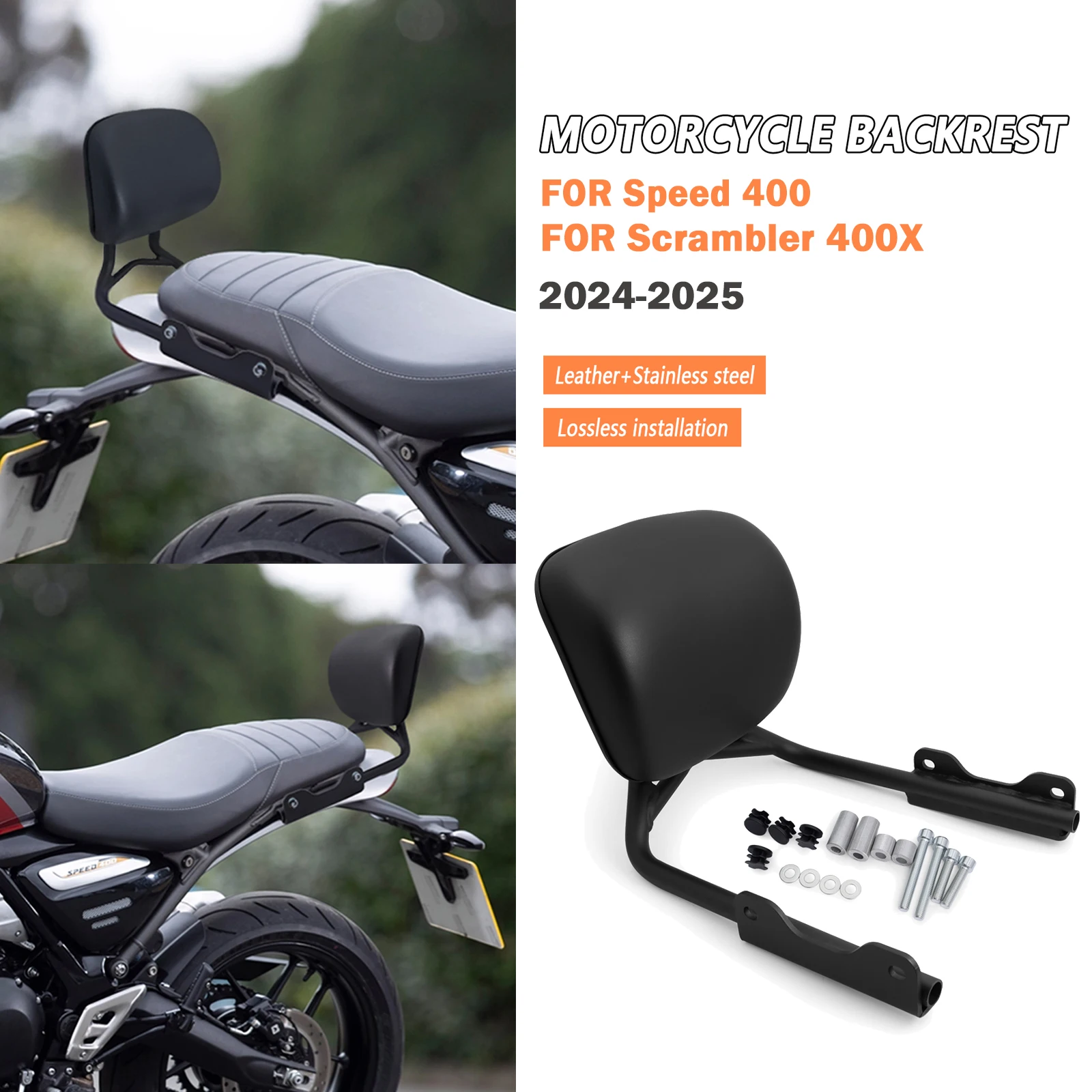 

For Speed 400 2025 Speed400 Scrambler 400X 400 X 2024 2025 Motorcycle Accessories Passenger Seat Rear Backrest Back Rest Pad